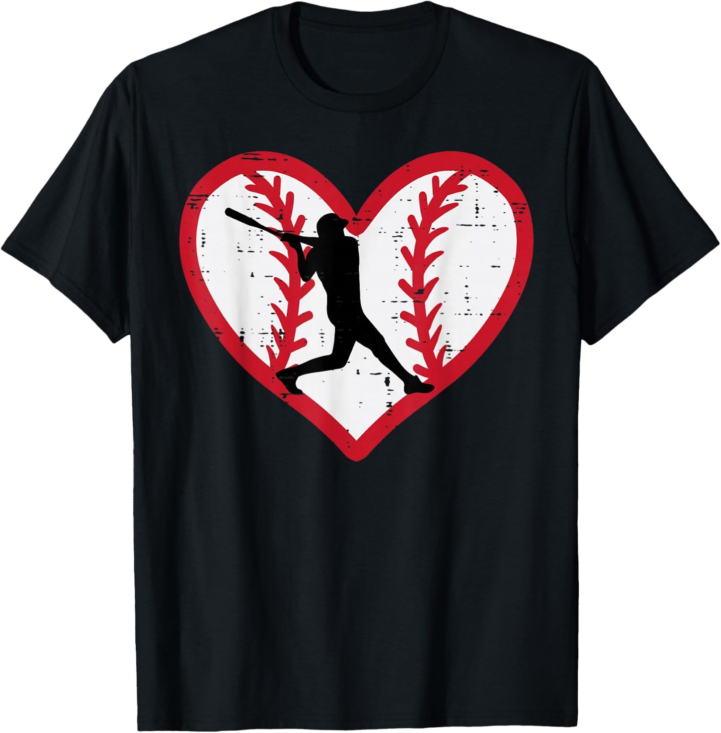 Valentines Day Baseball Player Heart Softball Boys Kids Men T-Shirt - T-Shirt | Black