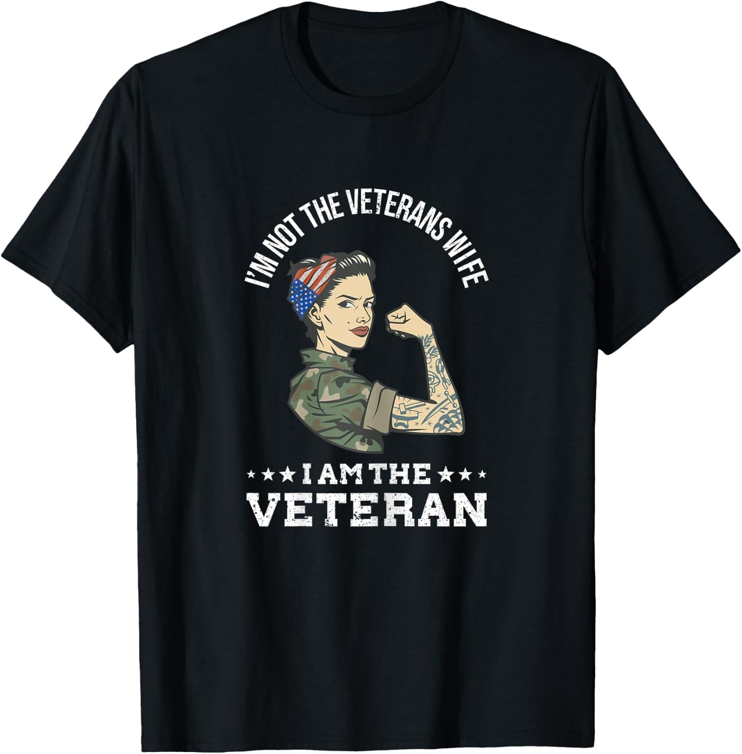 American Army Veteran Design, Military Flag for Veteran T-Shirt - T-Shirt | Black