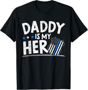 Daddy Is My Hero Kids Police Thin Blue Line Law Enforcement T-Shirt - T-Shirt | Black