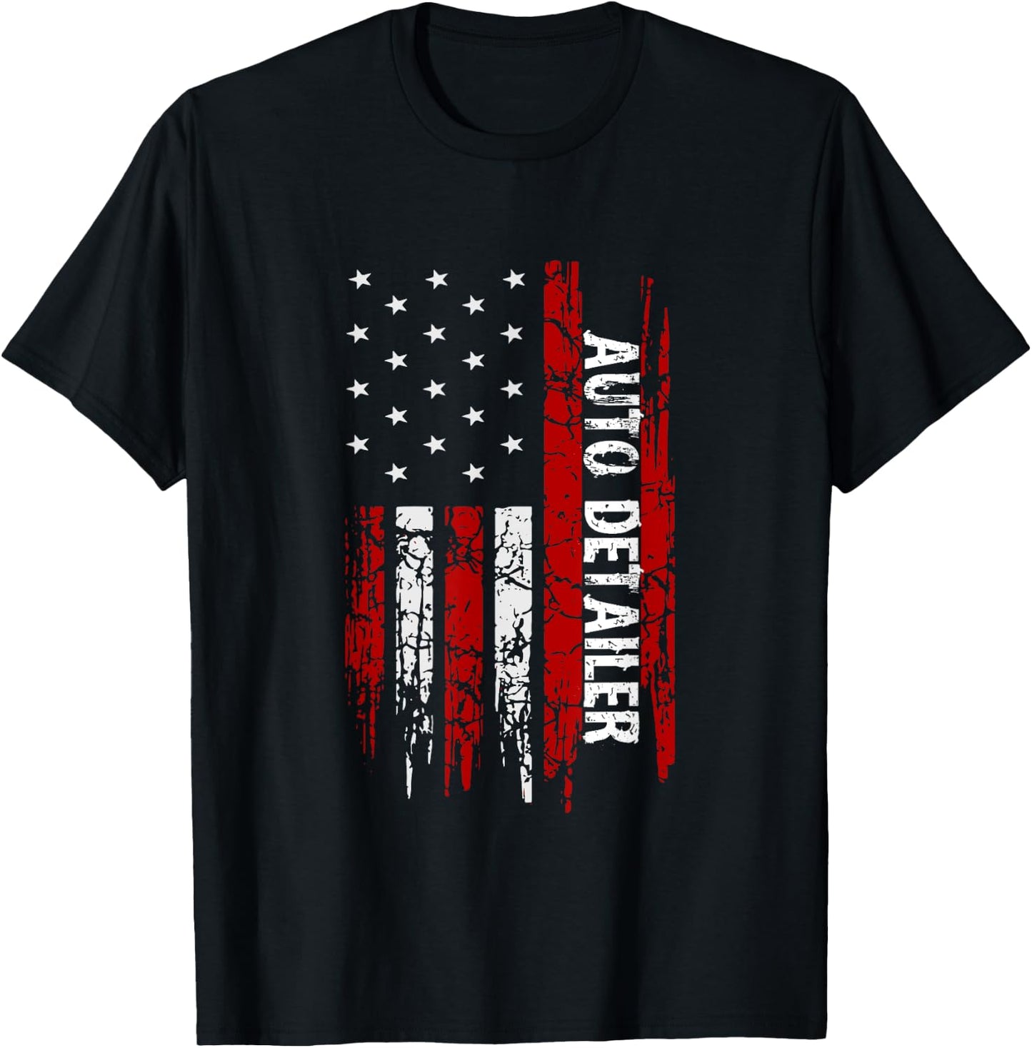 Auto Detailer USA Flag Vehicle Car Detailing T-Shirt - T-Shirt | Black