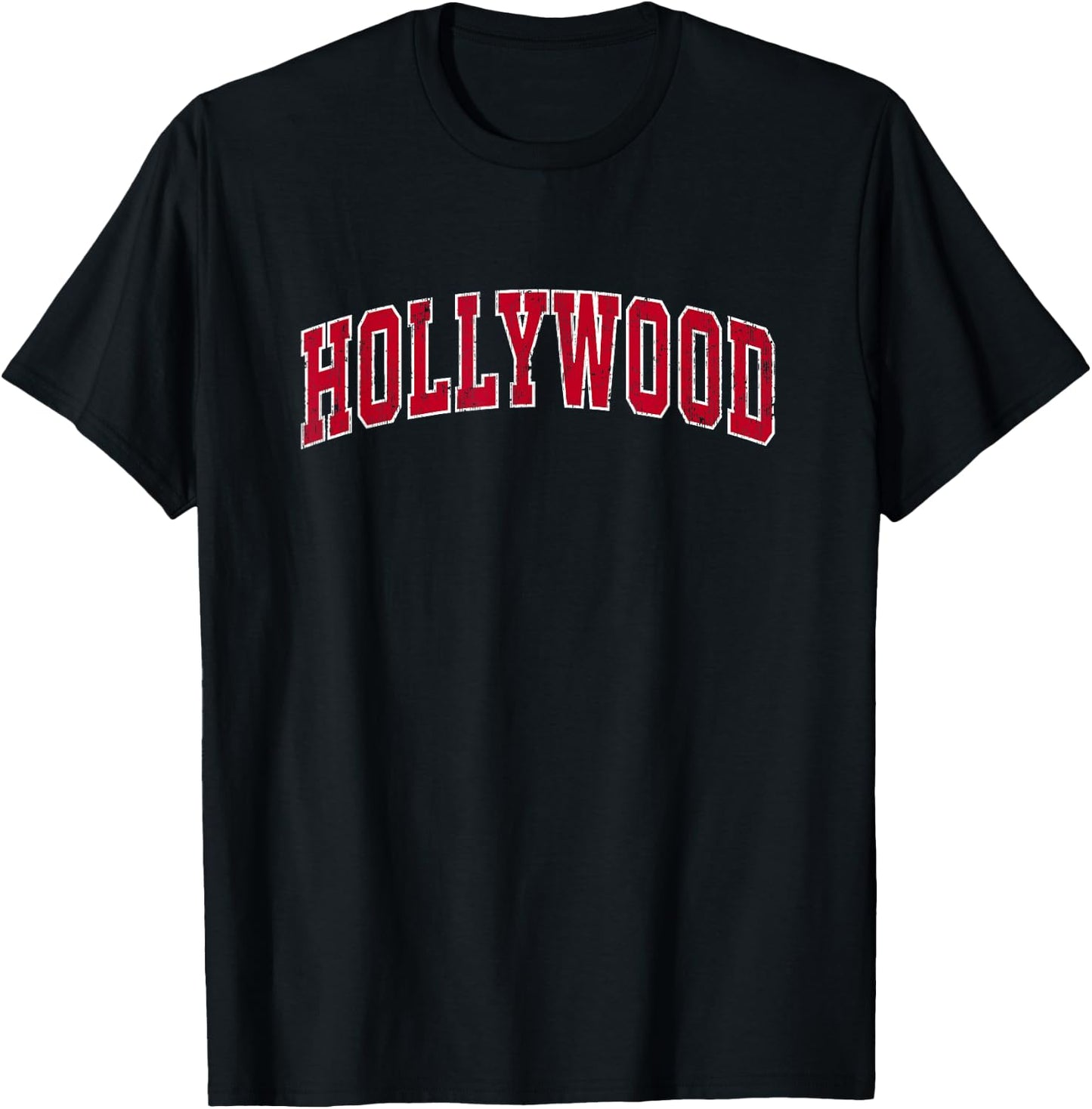 Hollywood California CA Vintage Sports Design Red Design T-Shirt - T-Shirt | Black