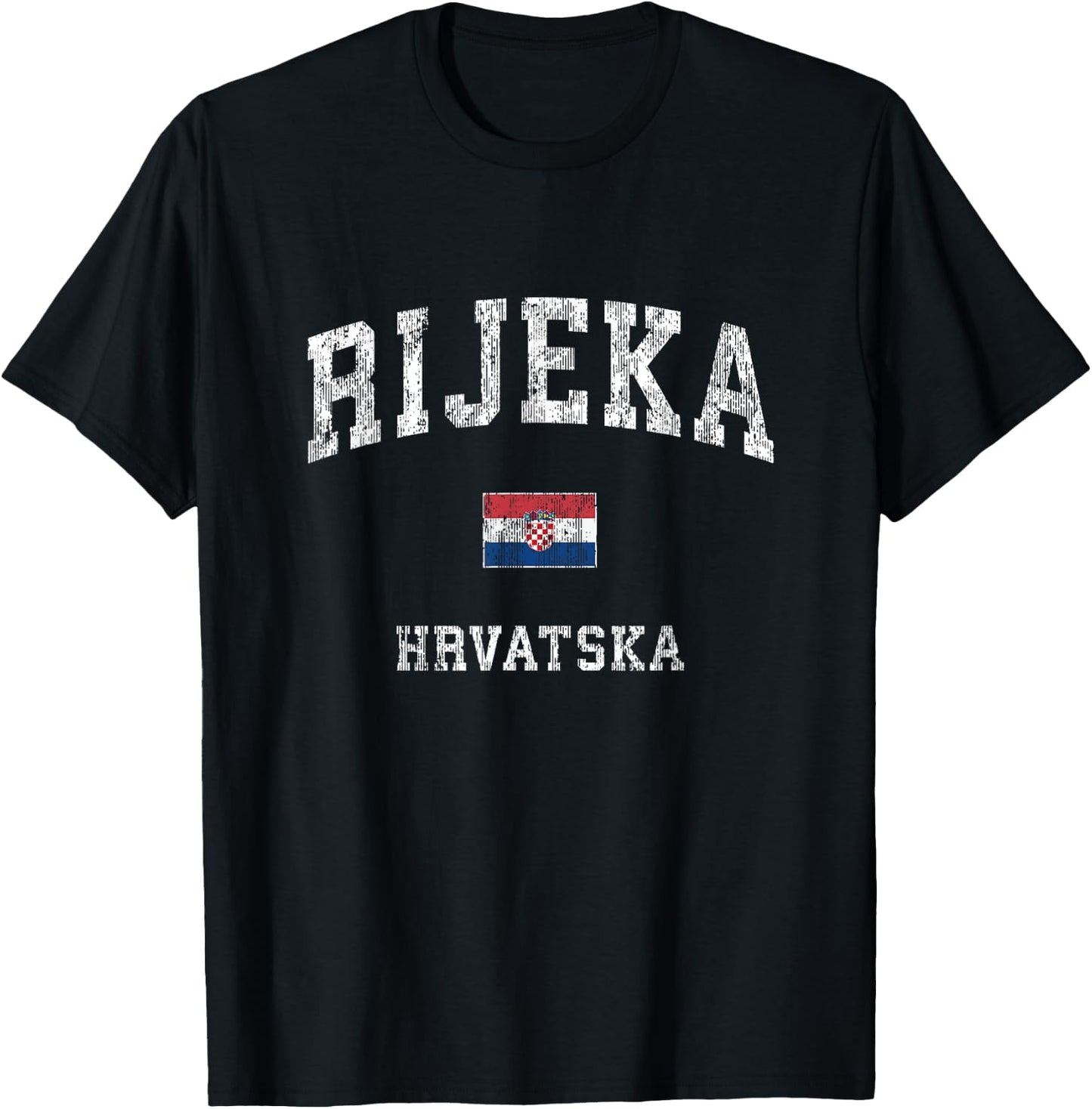 Rijeka Croatia Hrvatska Vintage Athletic Sports Design T-Shirt - T-Shirt | Black