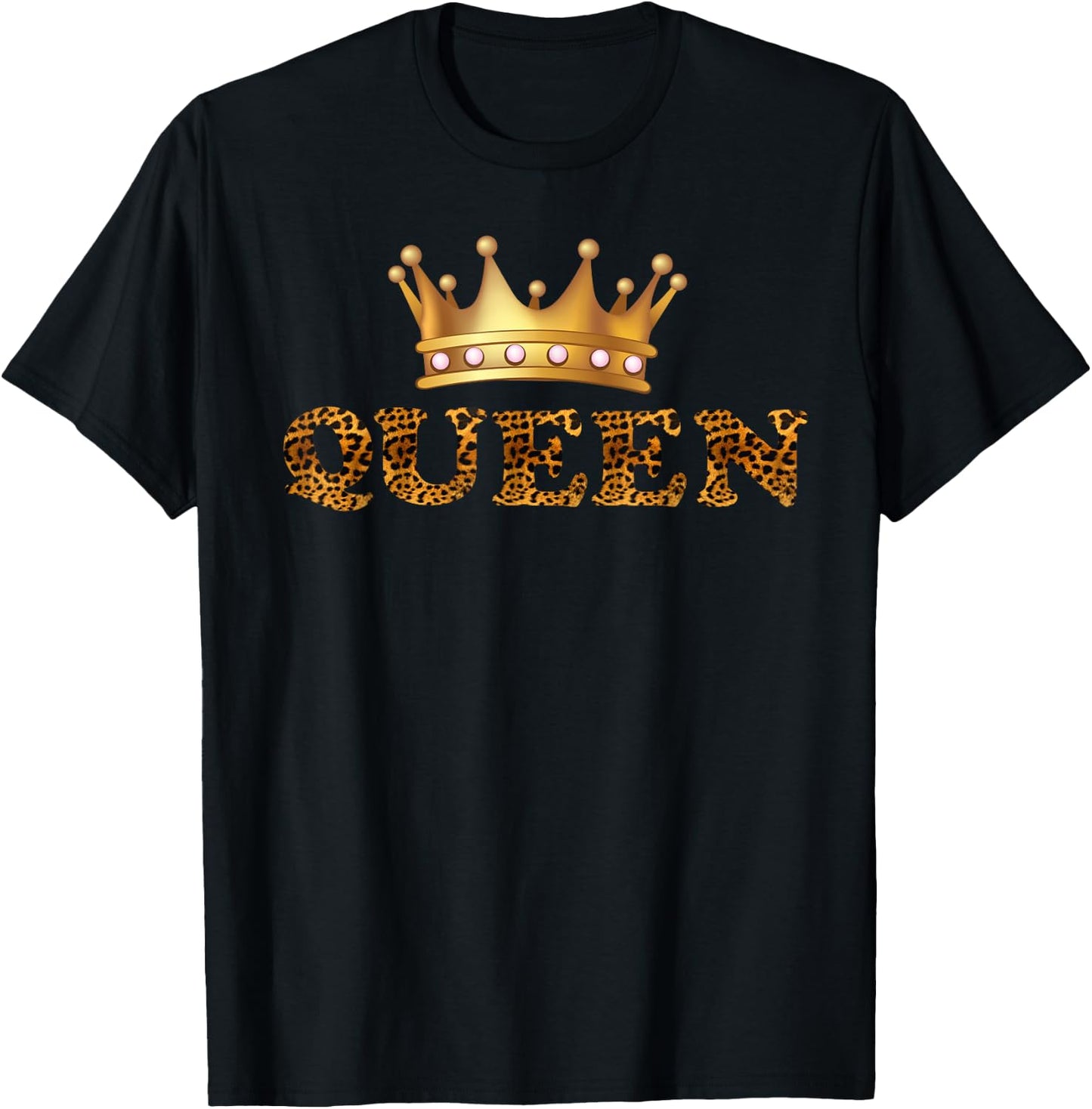 Cheetah Print Queen King Pajamas Couples Matching Clothes T-Shirt - T-Shirt | Black