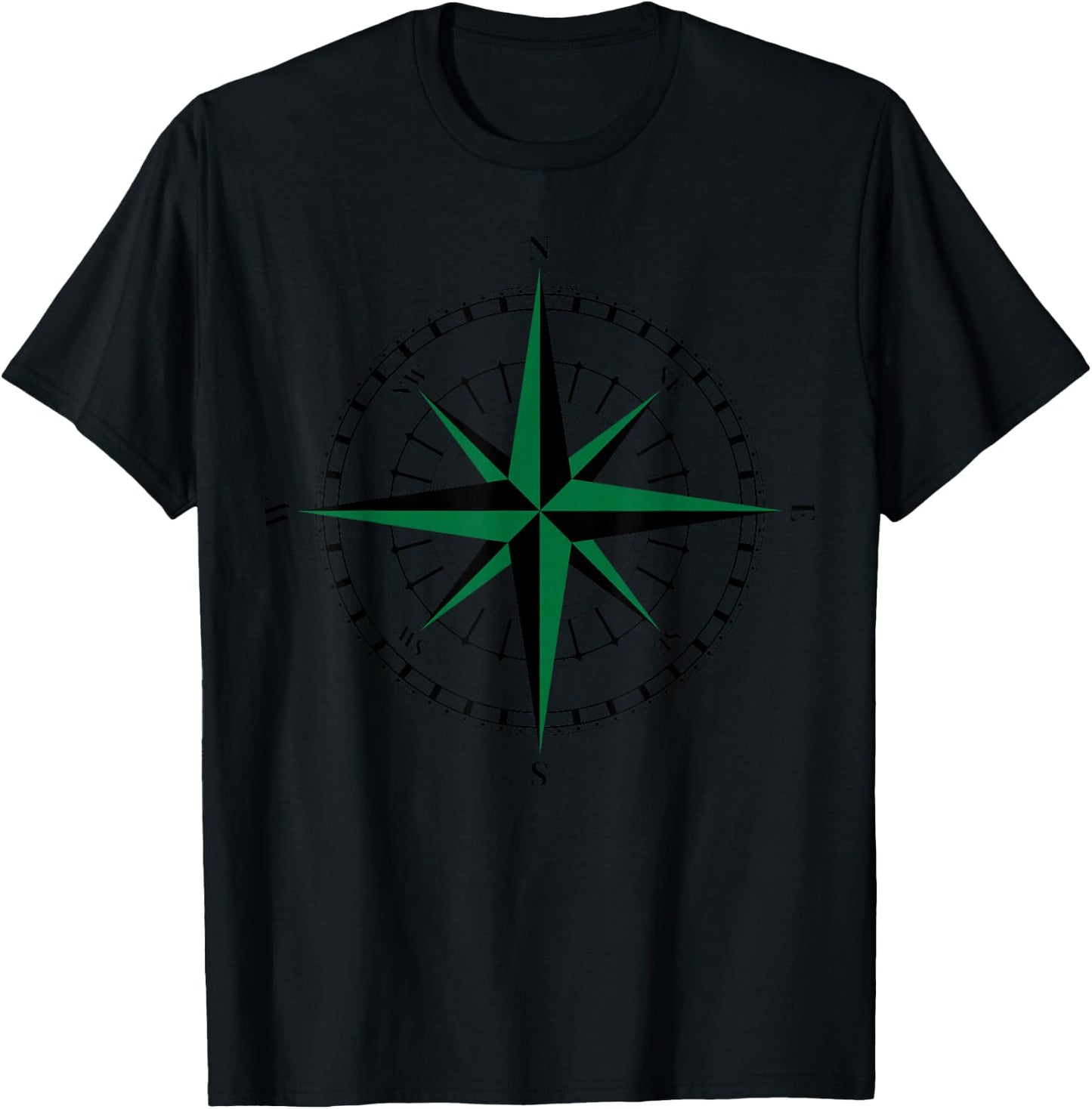 Compass wind rose hiking sailing gift cardinal points T-Shirt - T-Shirt | Black