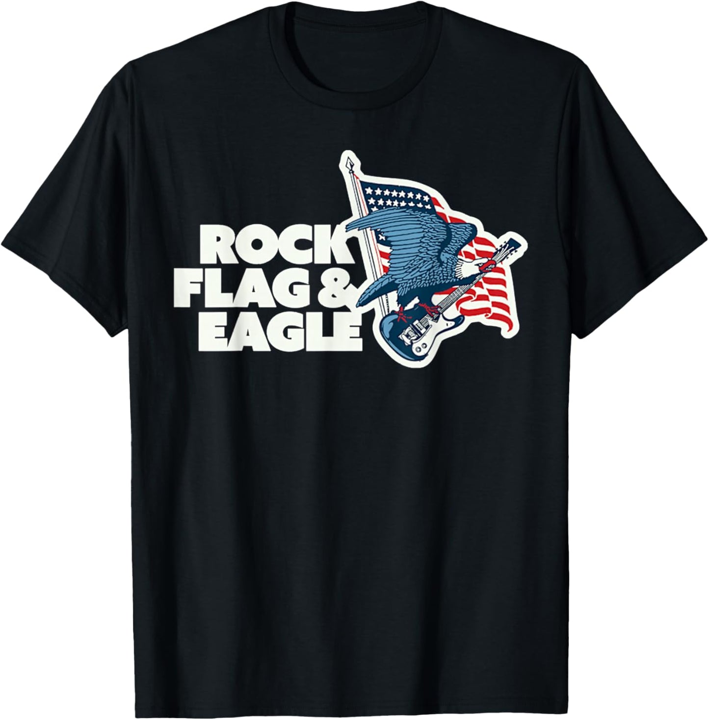 Instrument Rock Bass Flag And Eagle Guitar Animal Retro T-Shirt - T-Shirt | Black