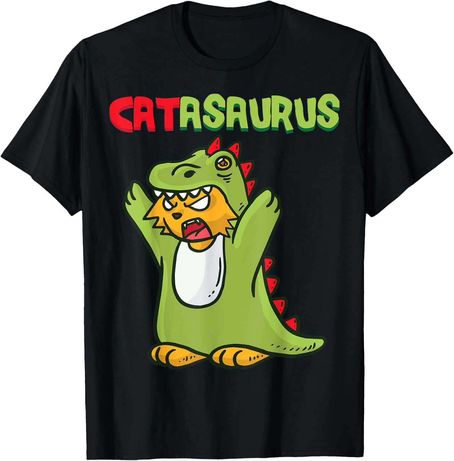 Catasaurus T-Rex Cat Dinosaur Cat Dino Kitten Halloween Women Kids T-Shirt - T-Shirt | Black