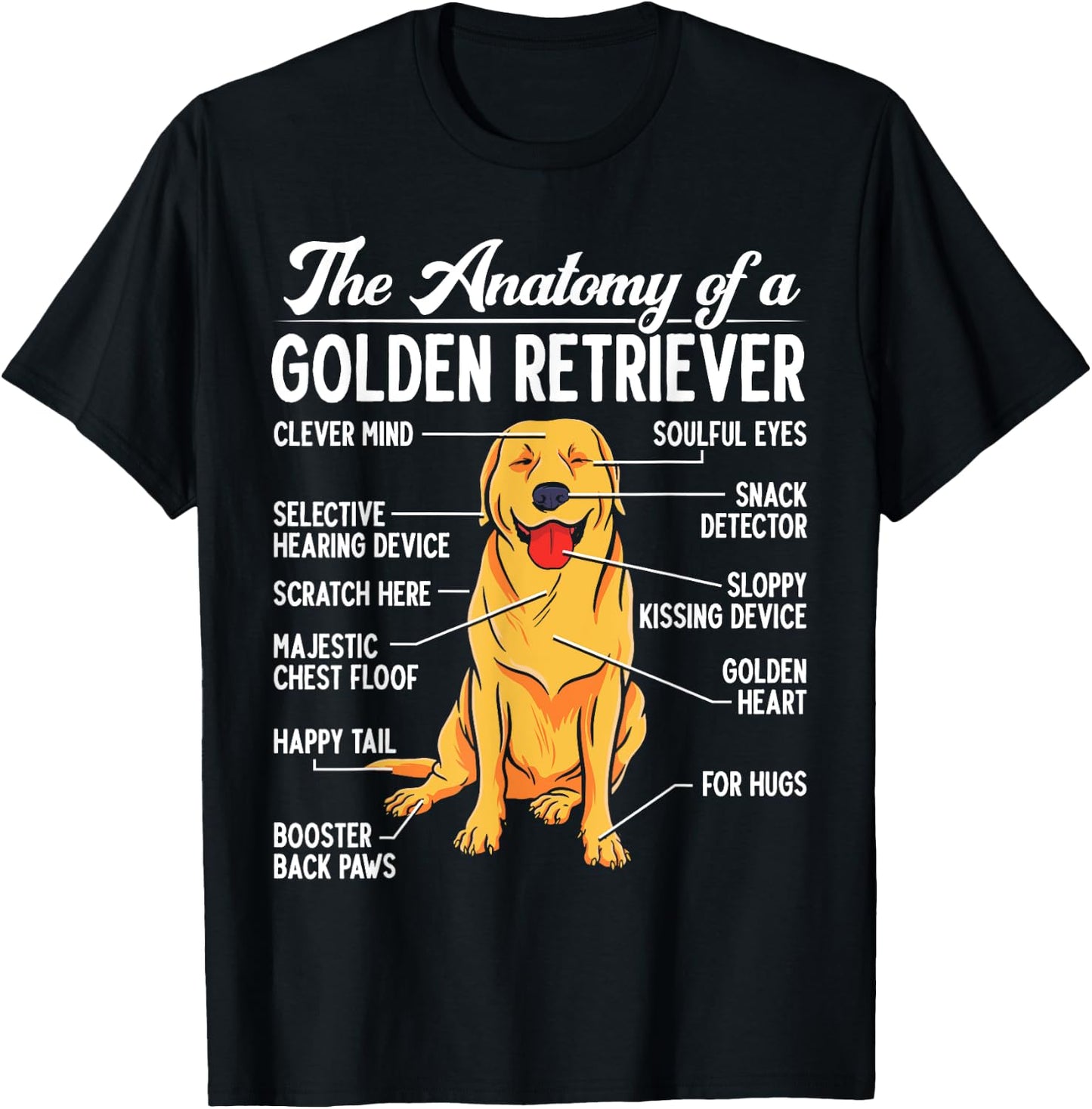 The Anatomy Of A Golden Retriever Funny Dog Lover Puppy Women Girls Kids T-Shirt - T-Shirt | Black