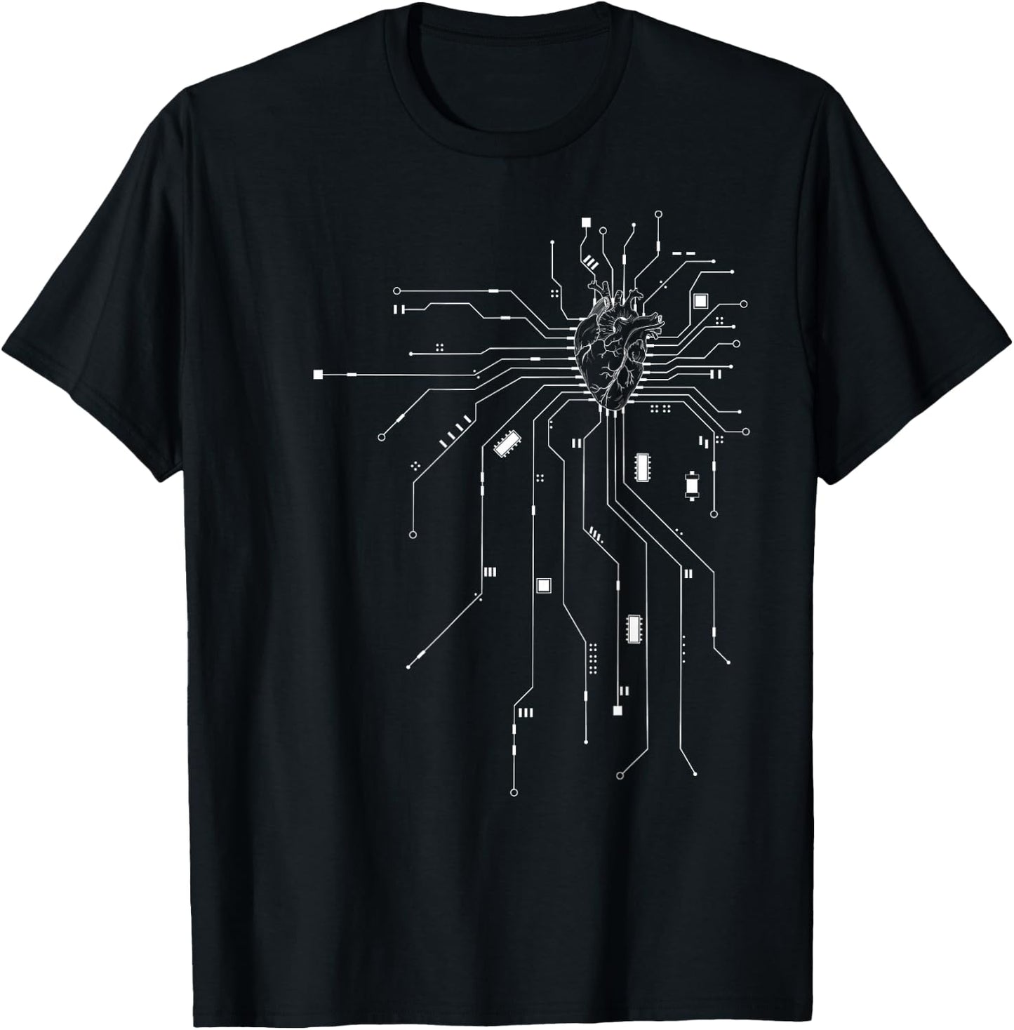 Anatomical Heart CPU Processor PCB Board Computer Programmer T-Shirt - T-Shirt | Black