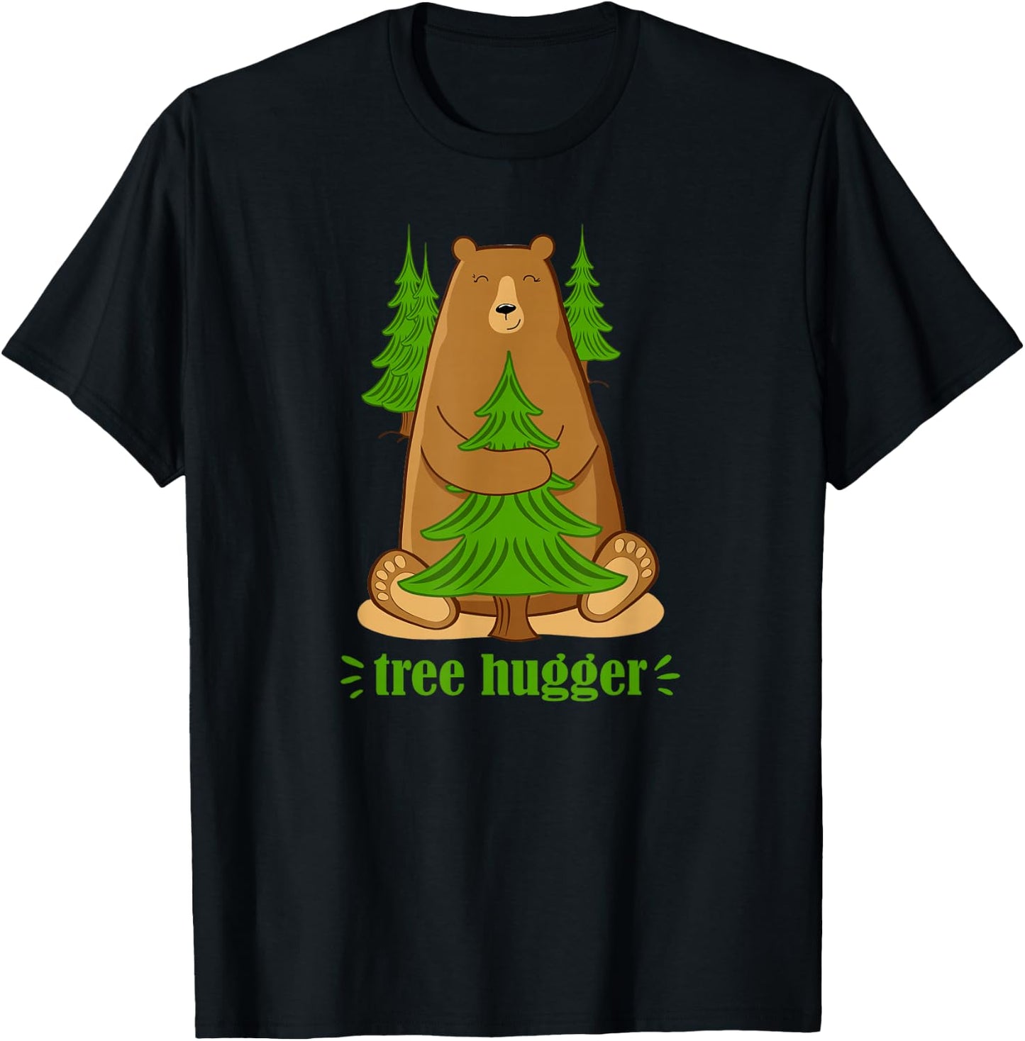 Cute Tree Hugger Bear T-Shirt - T-Shirt | Black