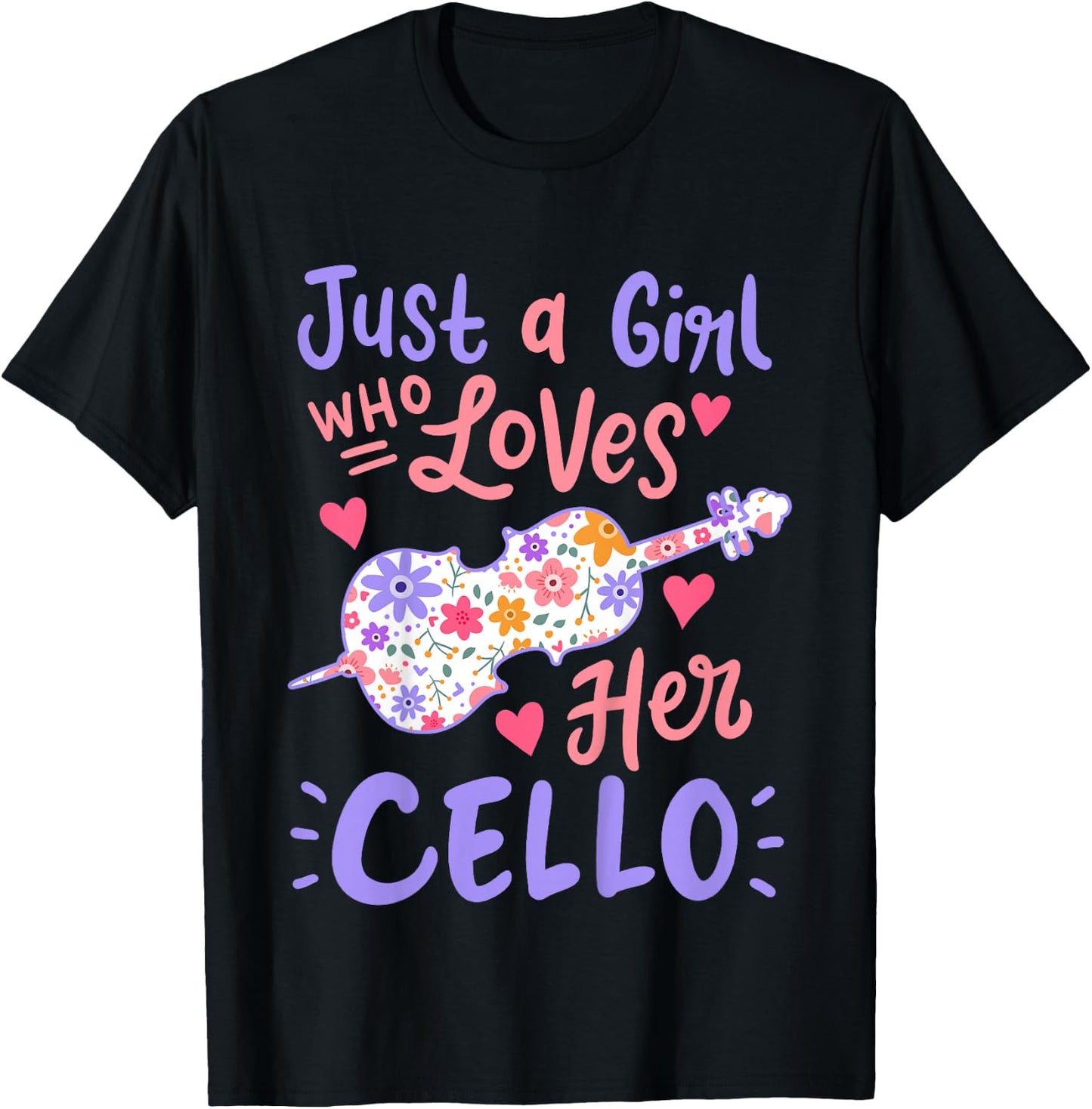 Kids Cello Cellist Just A Girl Who Loves Her Cello Gift T-Shirt - T-Shirt | Black