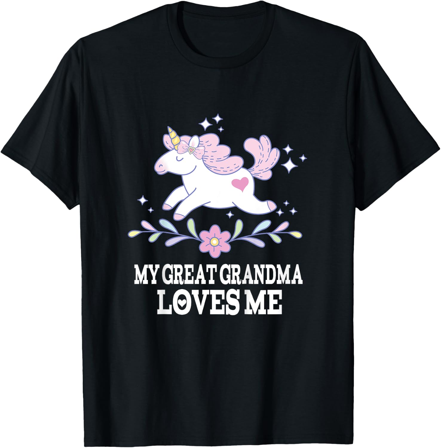 My Great Grandma Loves Me Girl Unicorn Granddaughter T-Shirt - T-Shirt | Black