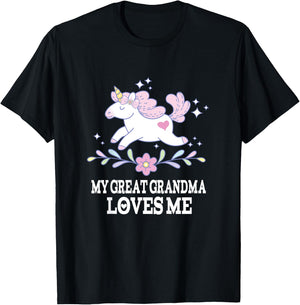 My Great Grandma Loves Me Girl Unicorn Granddaughter T-Shirt - T-Shirt | Black