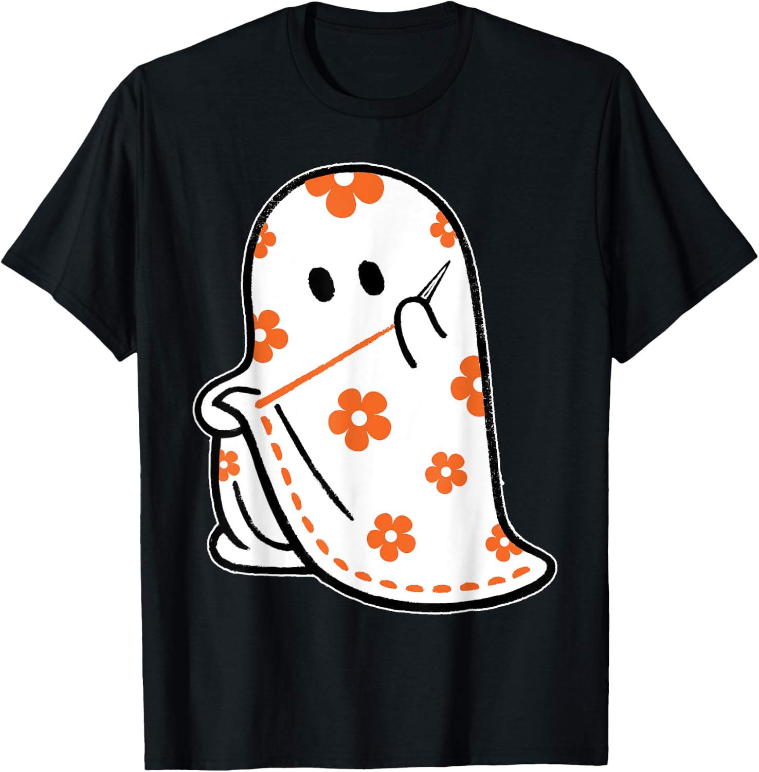 Halloween Costume Sewing Ghost Boo Funny Sewing Lovers Women T-Shirt - T-Shirt | Black