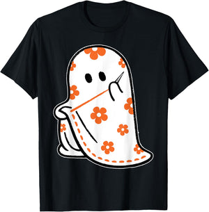 Halloween Costume Sewing Ghost Boo Funny Sewing Lovers Women T-Shirt - T-Shirt | Black