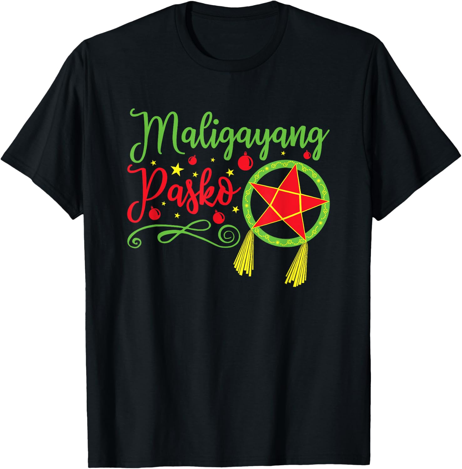 Maligayang Pasko Parol Light Cute Filipino Christmas T-Shirt - T-Shirt | Black