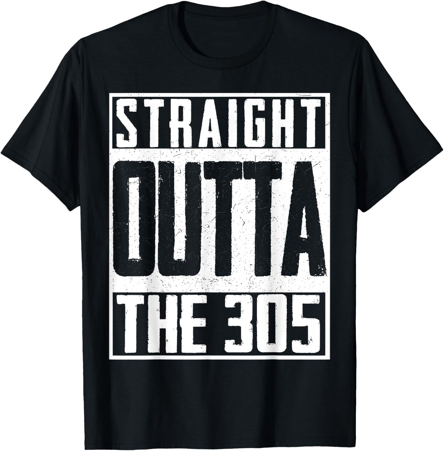 Straight Outta The 305 Miami Baseball Fan T-Shirt - T-Shirt | Black
