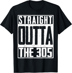 Straight Outta The 305 Miami Baseball Fan T-Shirt - T-Shirt | Black