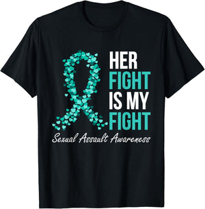 Sexual Assault Awareness Month I Wear Teal Ribbon Support T-Shirt - T-Shirt | Black