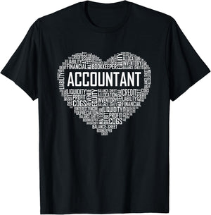 Auditor Gifts Heart Accounting Graduation T-Shirt - T-Shirt | Black