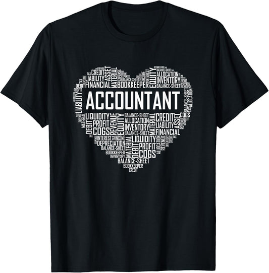 Auditor Gifts Heart Accounting Graduation T-Shirt - T-Shirt | Black