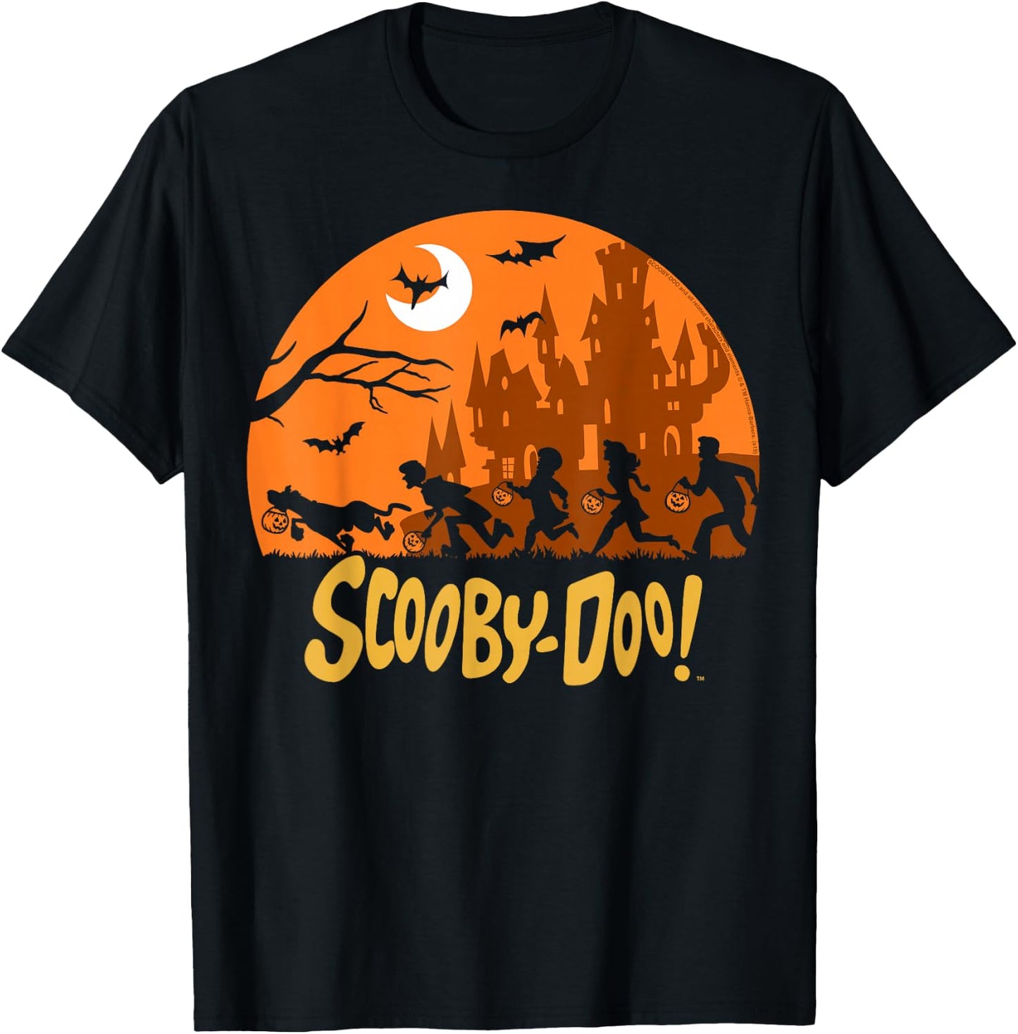 Scooby-Doo The Gang Halloween Silhouette Logo Small T-Shirt - T-Shirt | Black