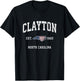 Clayton North Carolina NC Vintage American Flag Design T-Shirt - T-Shirt | Black