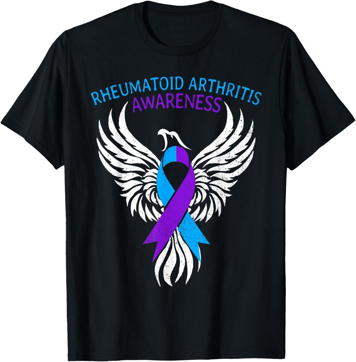 Warrior Survivor Rheumatoid Arthritis Awareness Month Ribbon T-Shirt - T-Shirt | Black