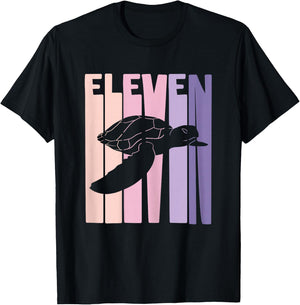 11th Birthday Gift Turtle Fan 11 Years old Girl T-Shirt - T-Shirt | Black