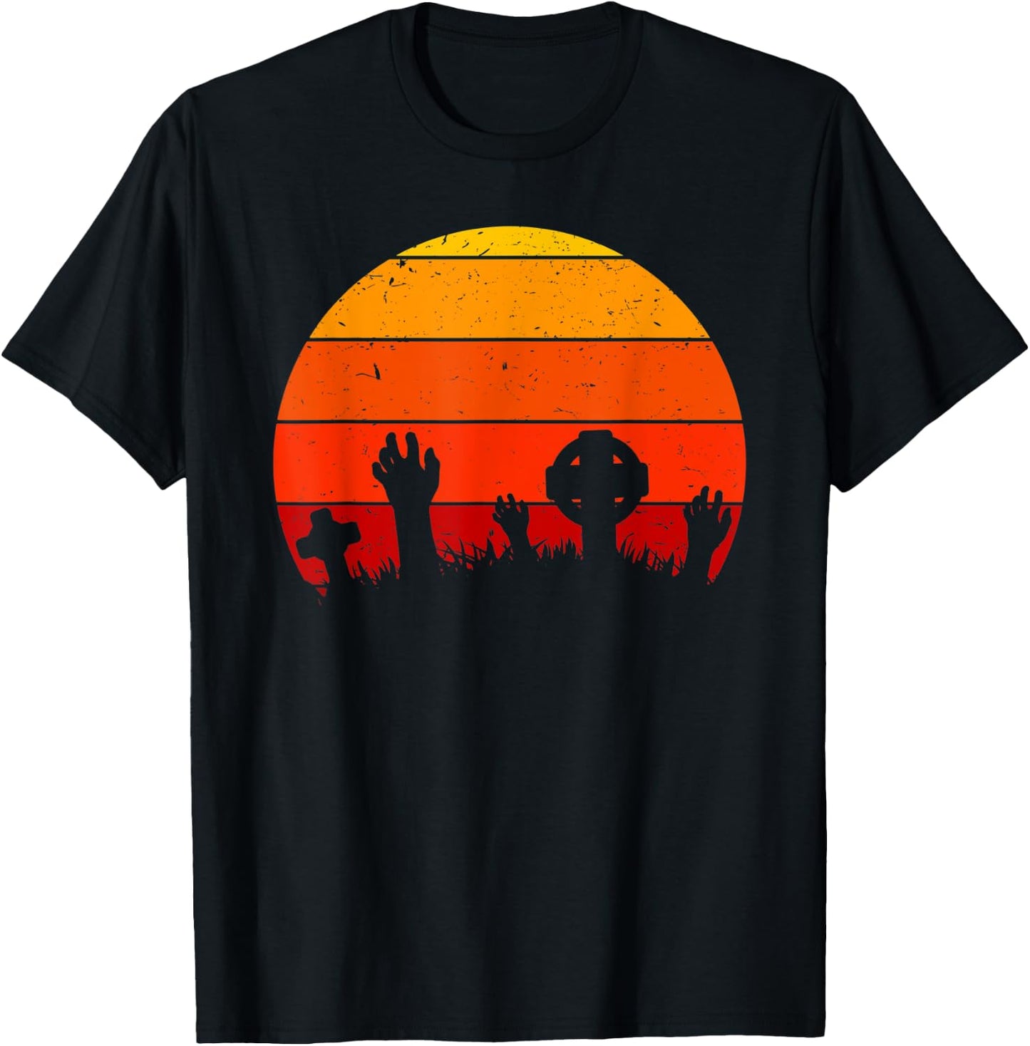 Vintage Retro Sunset Halloween Cemetery, Halloween Costume T-Shirt - T-Shirt | Black