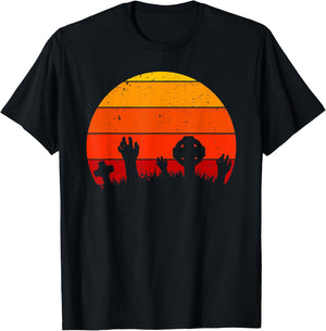 Vintage Retro Sunset Halloween Cemetery, Halloween Costume T-Shirt - T-Shirt | Black
