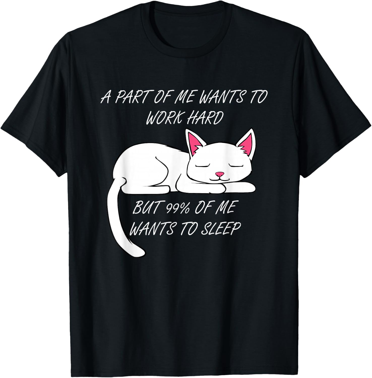 Lazy Cat Funny Kitty Work Office Excuse T-Shirt - T-Shirt | Black