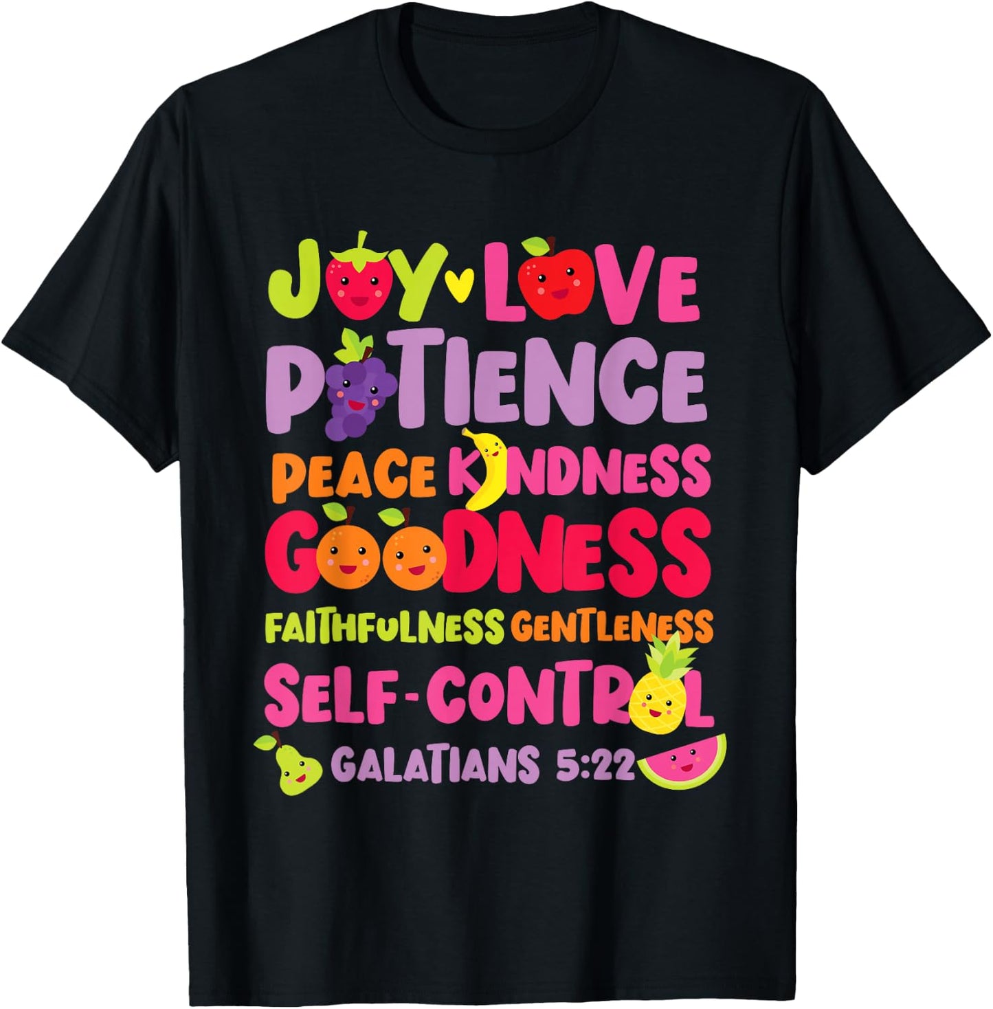 Christian Bible Verse Fruit Of The Spirit Galatians 5:22 T-Shirt - T-Shirt | Black