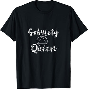 Sobriety Queen Sober Recover Abstinence AA Recovery Support T-Shirt - T-Shirt | Black