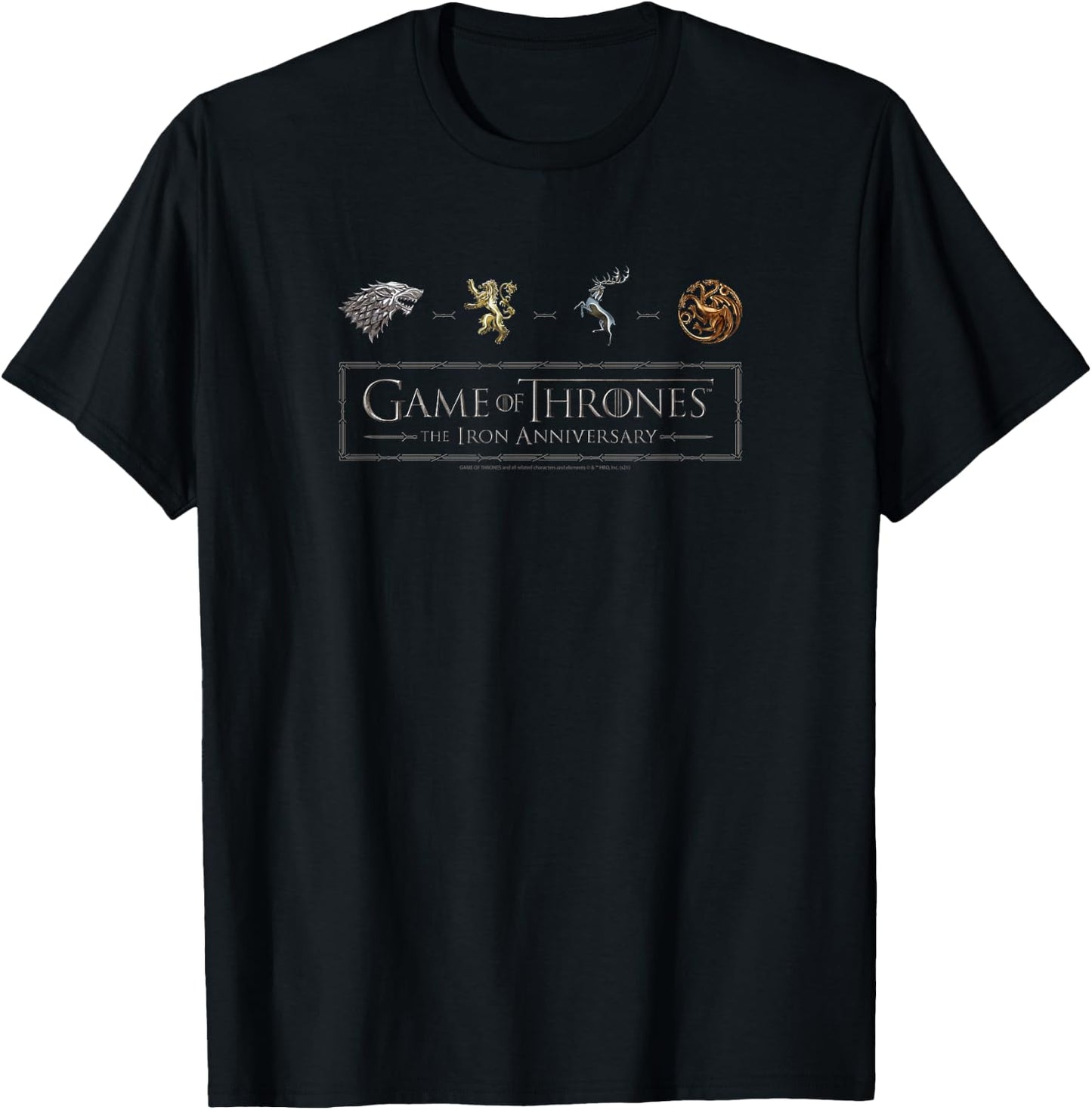 Game Of Thrones The Iron Anniversary Logo Icons T-Shirt - T-Shirt | Black
