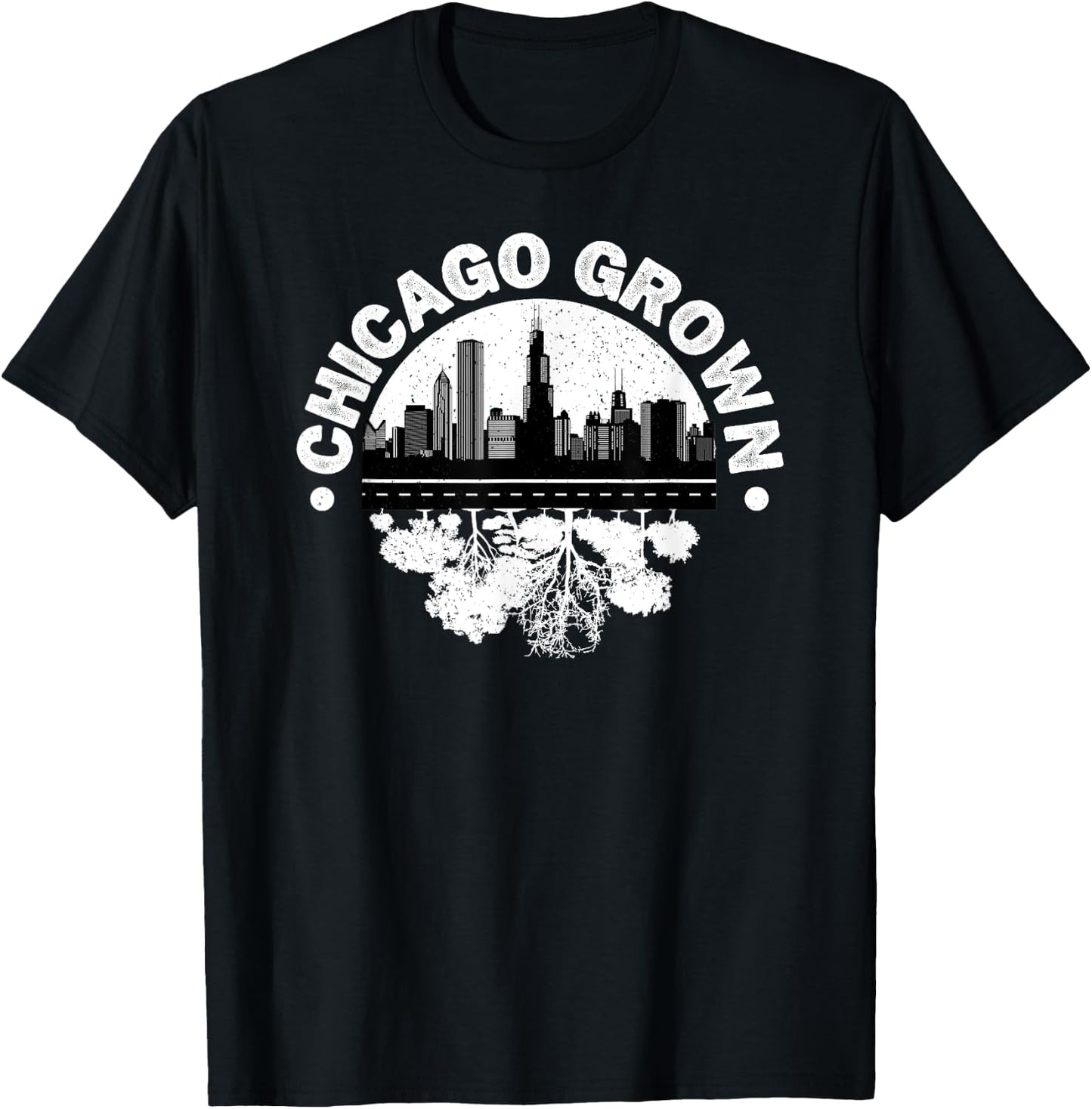Chicago Grown Skyline Roots T-Shirt - T-Shirt | Black