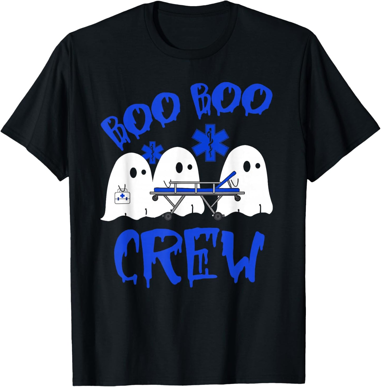 Boo Boo Crew Funny Ghost EMS EMT Paramedic Nurse Halloween T-Shirt - T-Shirt | Black