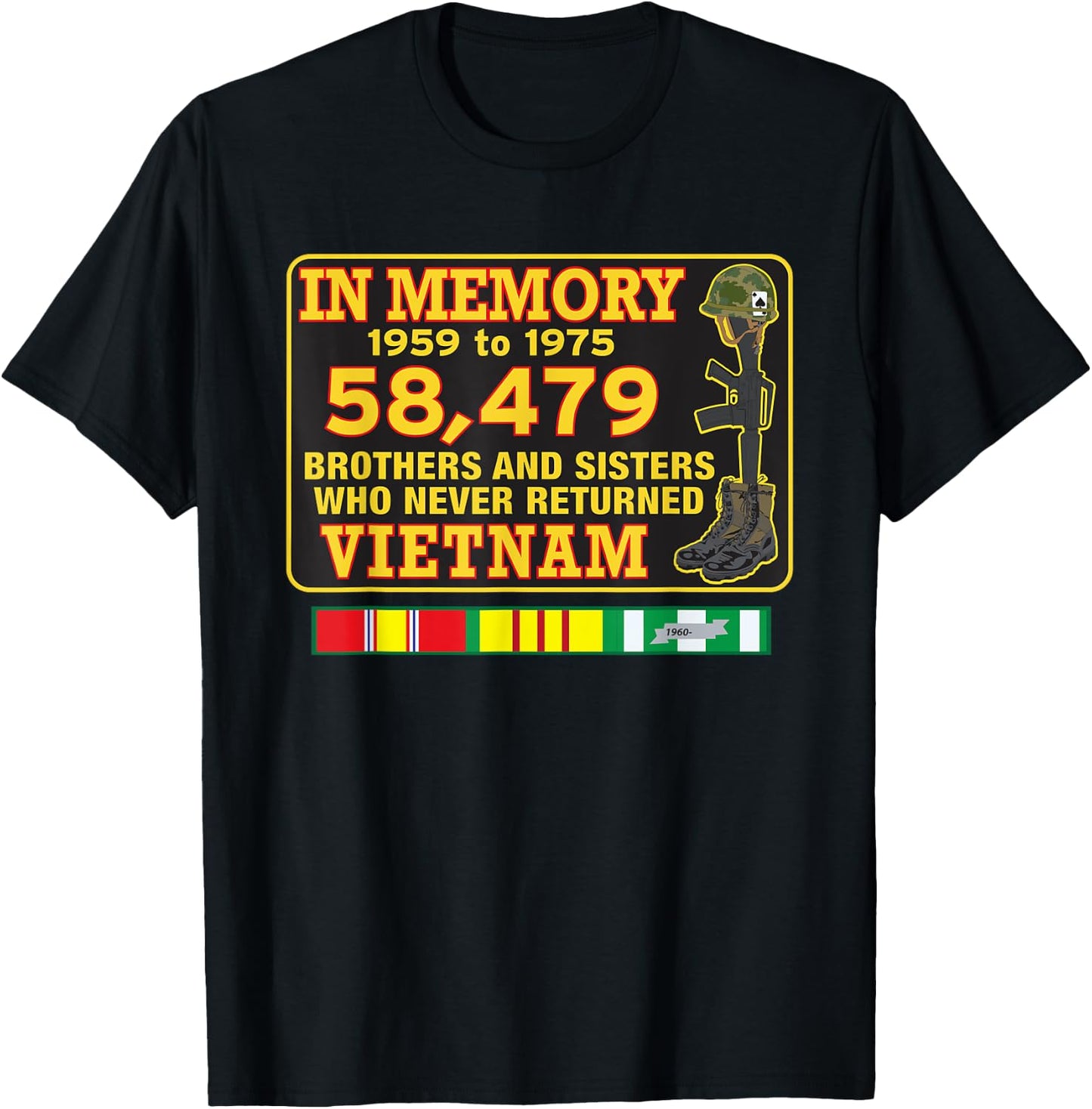 In Memory Vietnam 58,479 T-Shirt - T-Shirt | Black