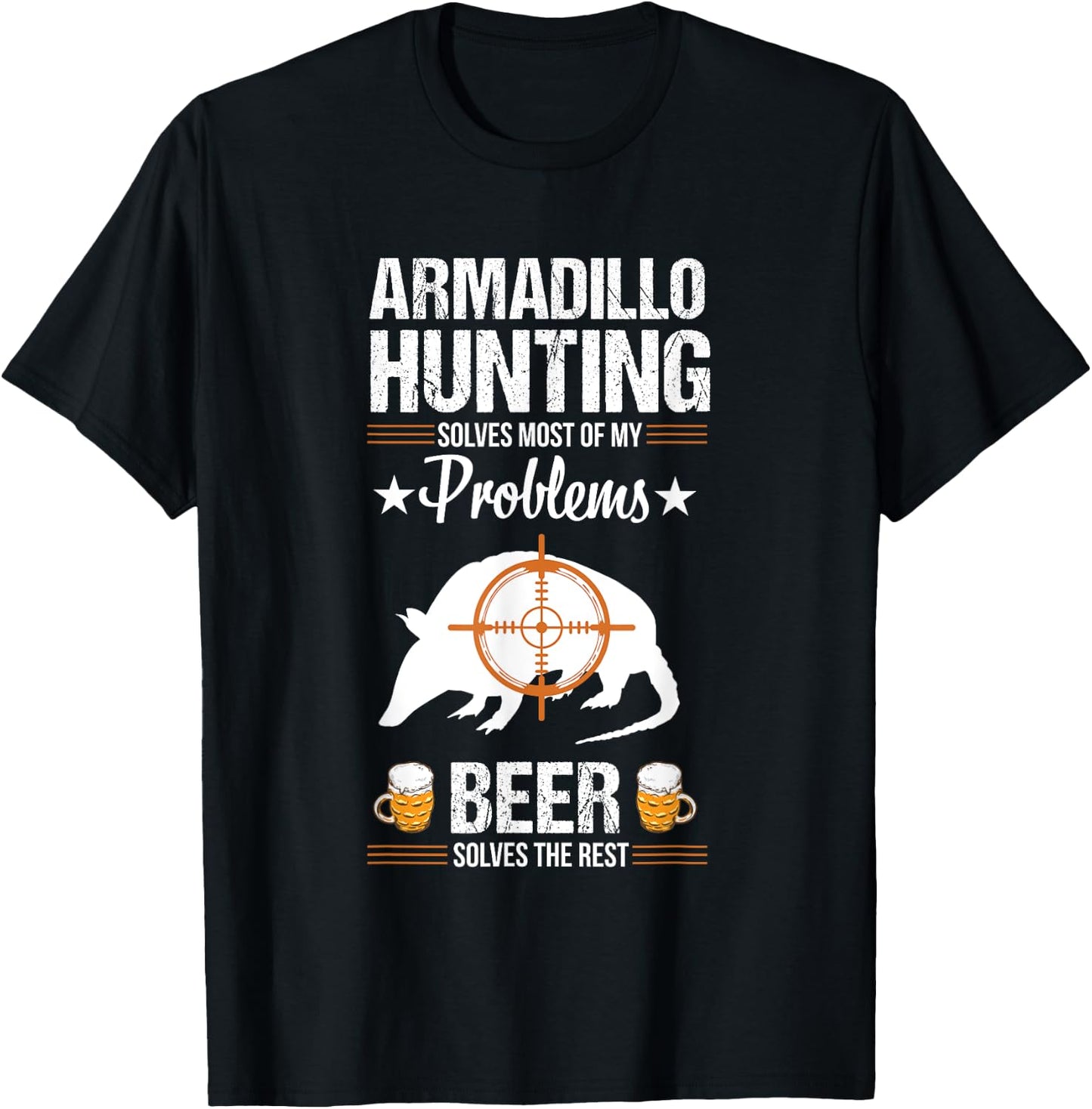 Funny Beer Lover Armadillo Possum Hunting Hunter Hunt T-Shirt - T-Shirt | Black