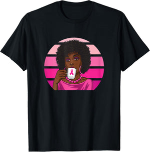 Black Women Breast Cancer Melanin African American Afro T-Shirt - T-Shirt | Black
