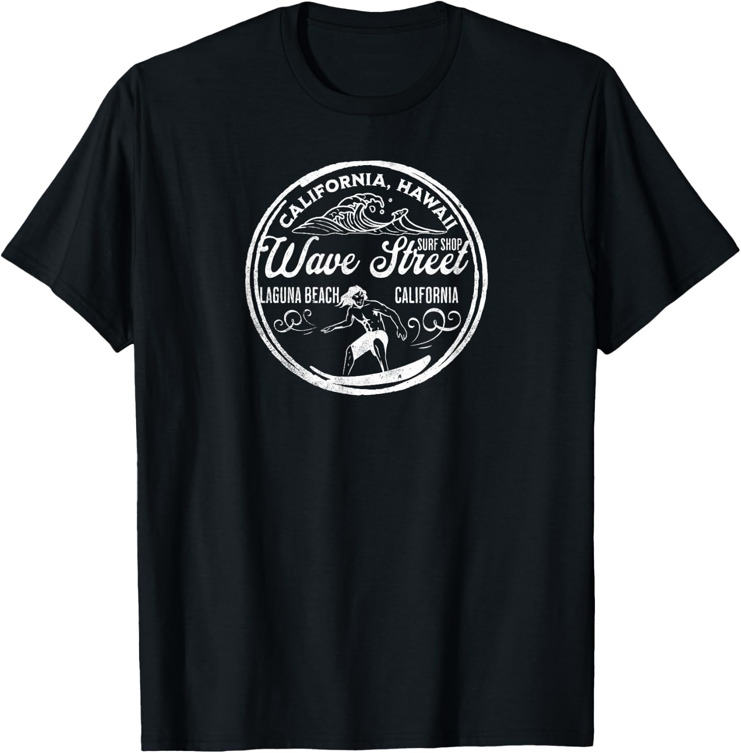 Wave Street Surf Shop Vintage Graphic T-Shirt - T-Shirt | Black