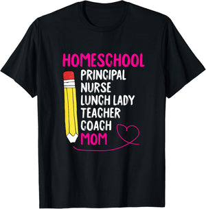 Home-School Mom Homeschooling Mama Mommy Mother Women Gift T-Shirt - T-Shirt | Black