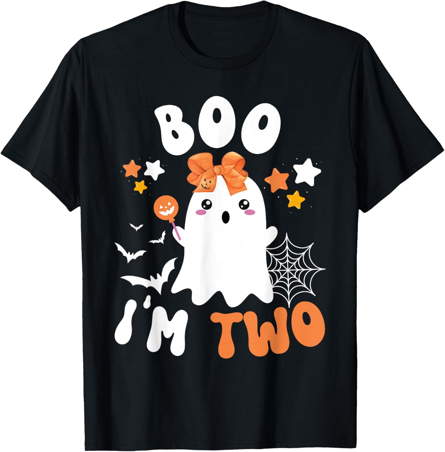 Boo I'm Two 2nd Birthday Girl-Cute Halloween Ghost Birthday T-Shirt - T-Shirt | Black