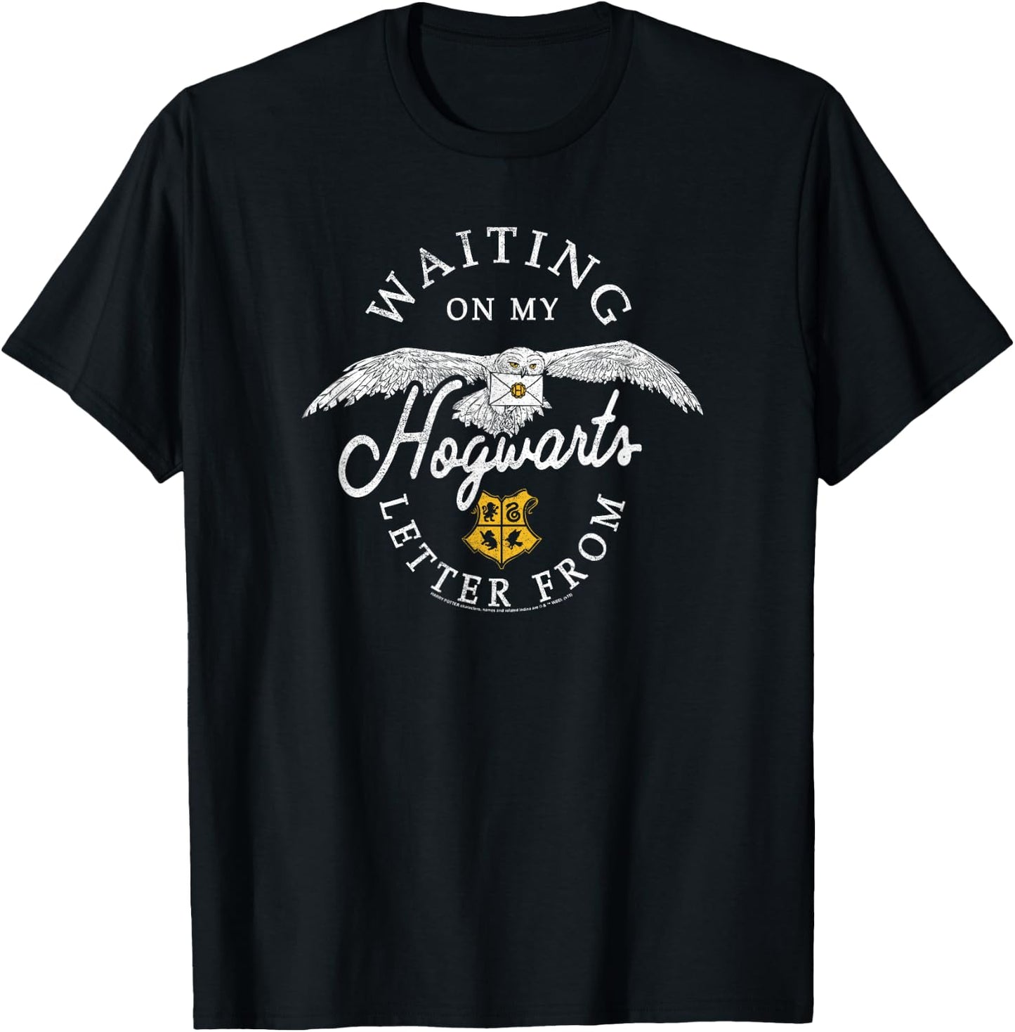 Harry Potter Hedwig Waiting On My Hogwarts Letter Distressed T-Shirt - T-Shirt | Black