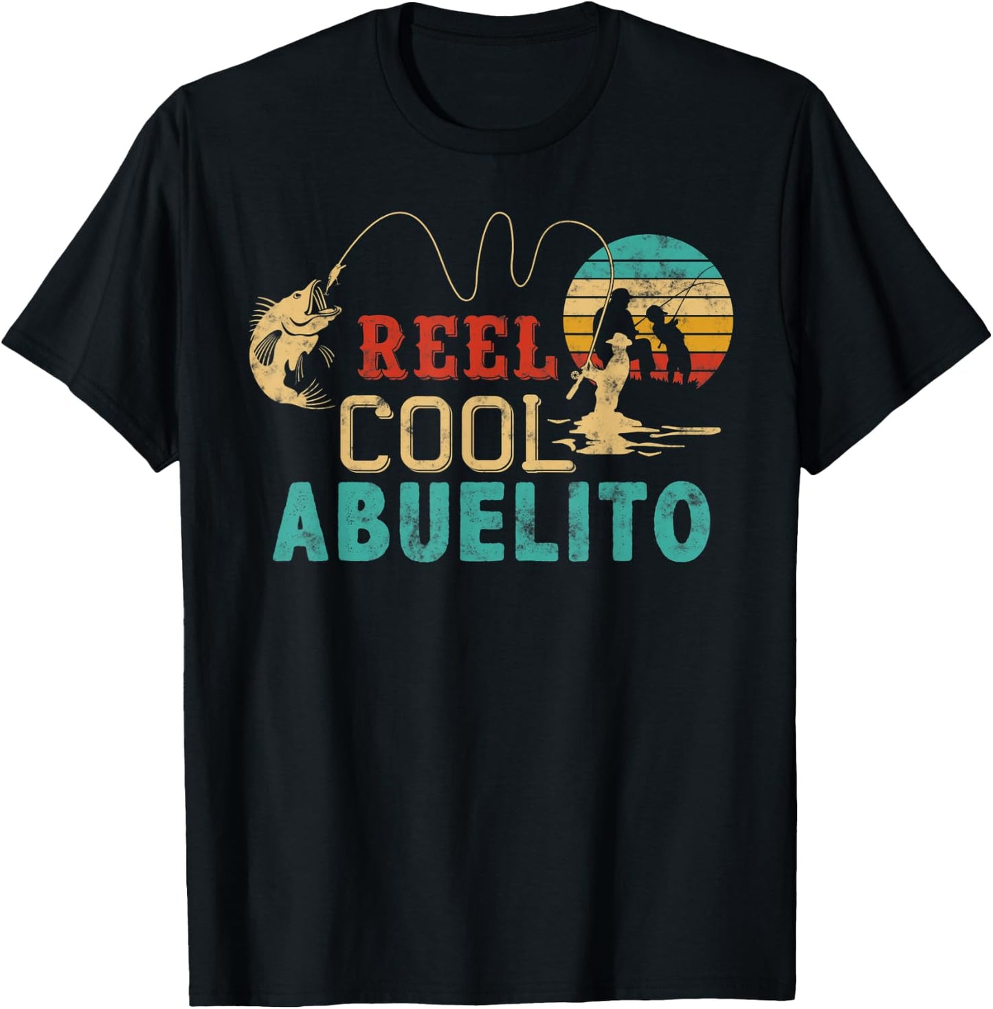 Fishing Reel cool Abuelito Father’s day gift Fisherman T-Shirt - T-Shirt | Black
