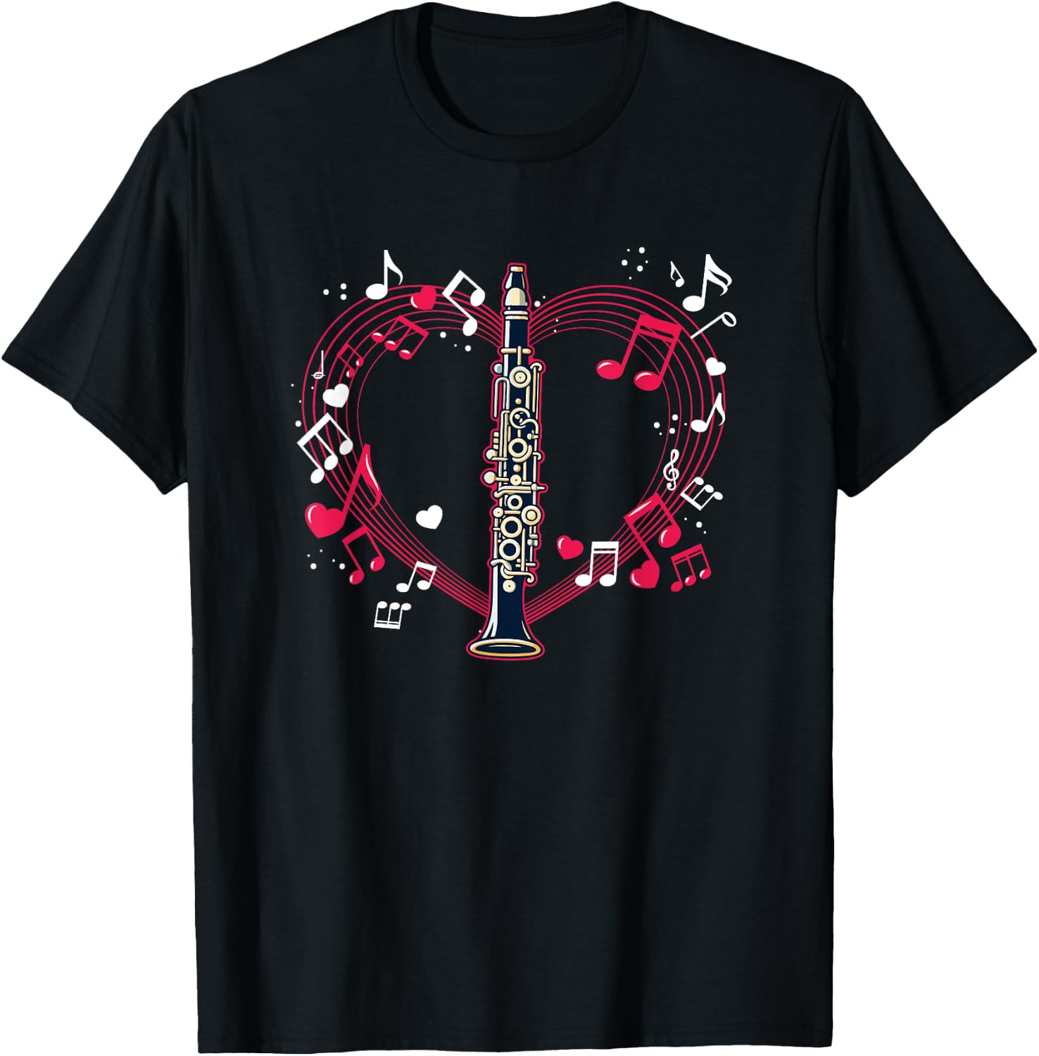 Clarinetist Player Marching Band Music Notes Clarinet T-Shirt - T-Shirt | Black