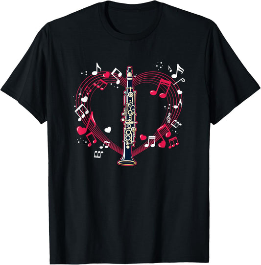 Clarinetist Player Marching Band Music Notes Clarinet T-Shirt - T-Shirt | Black