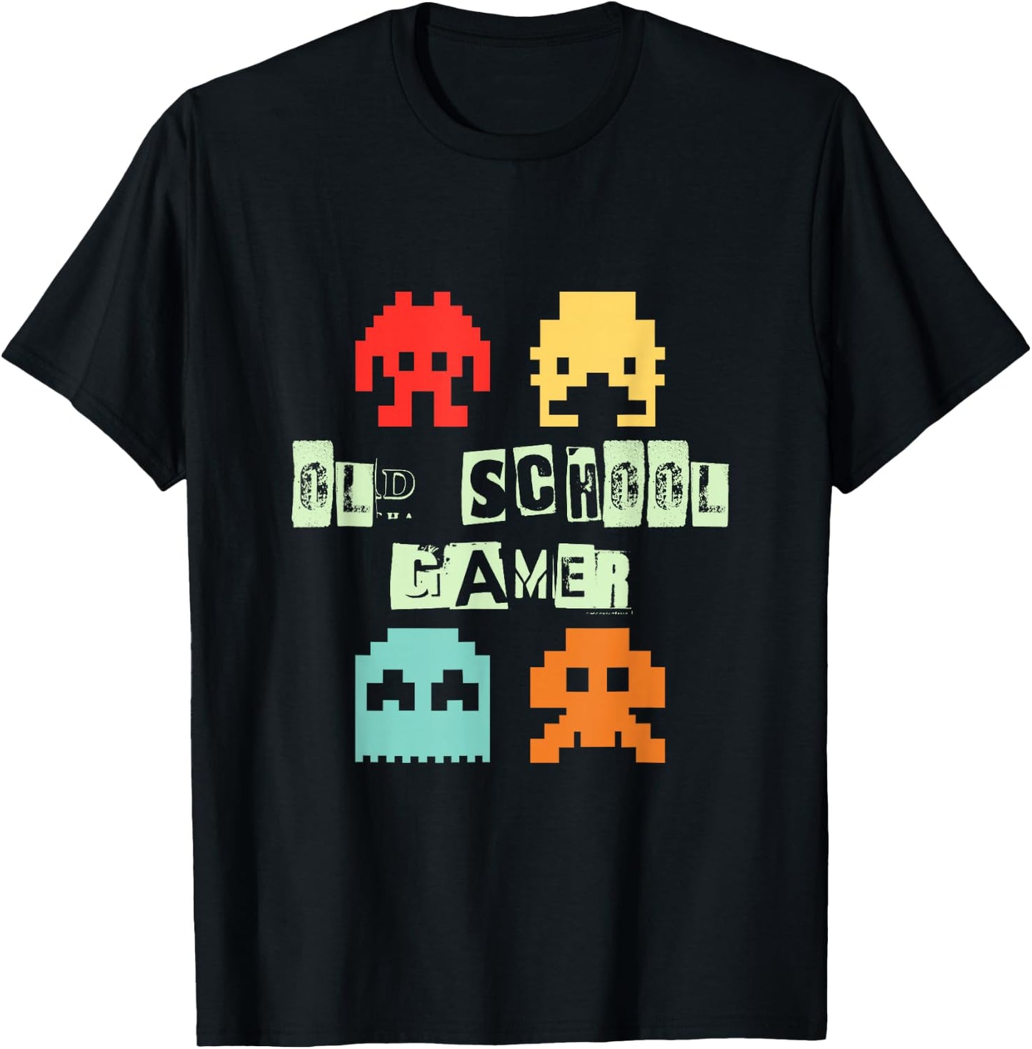 Old Vintage School Gamer - Retro Space Alien Invaders T-Shirt - T-Shirt | Black
