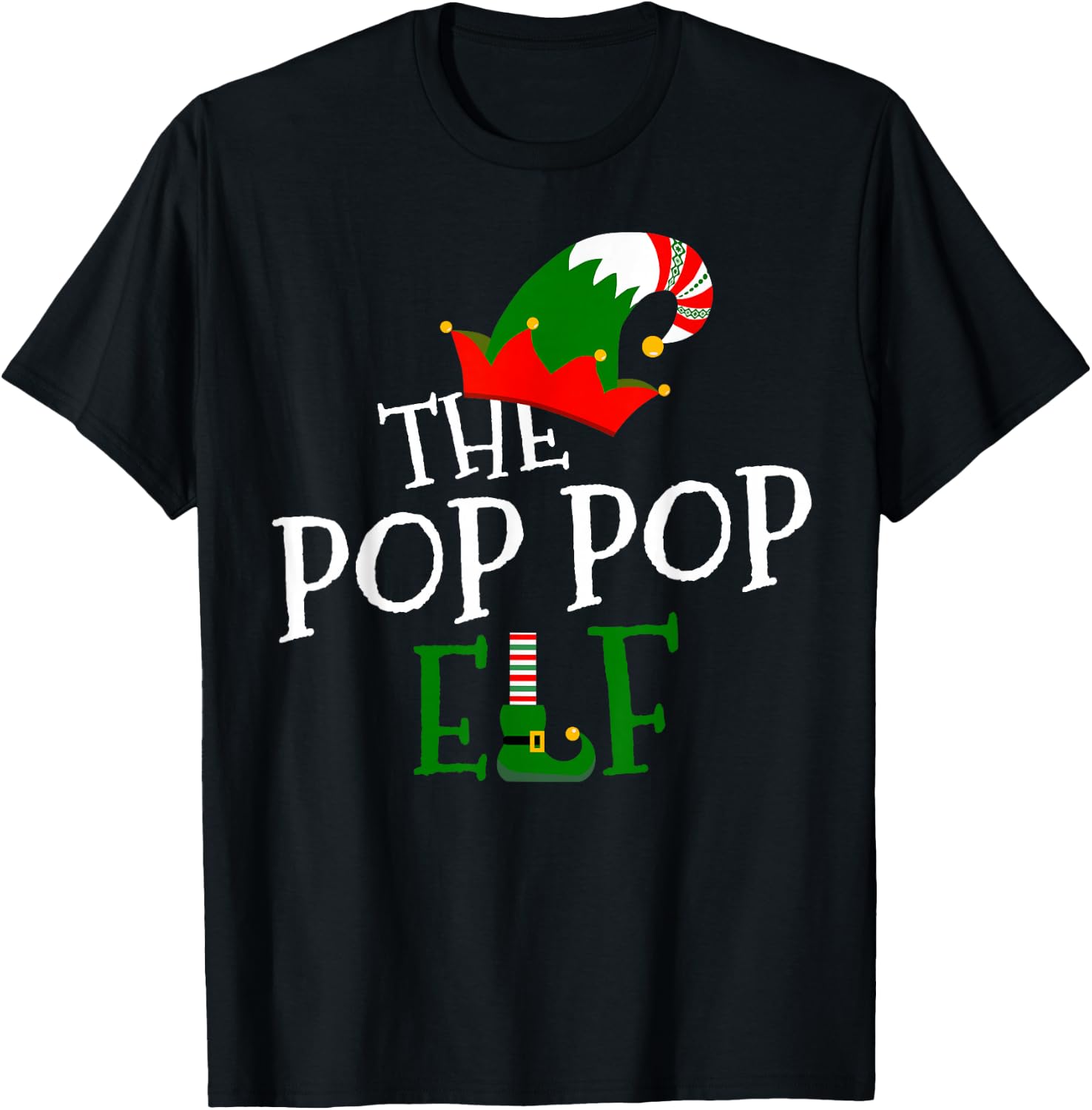 The Pop Pop Elf Family Matching Group Gift Christmas Costume T-Shirt - T-Shirt | Black