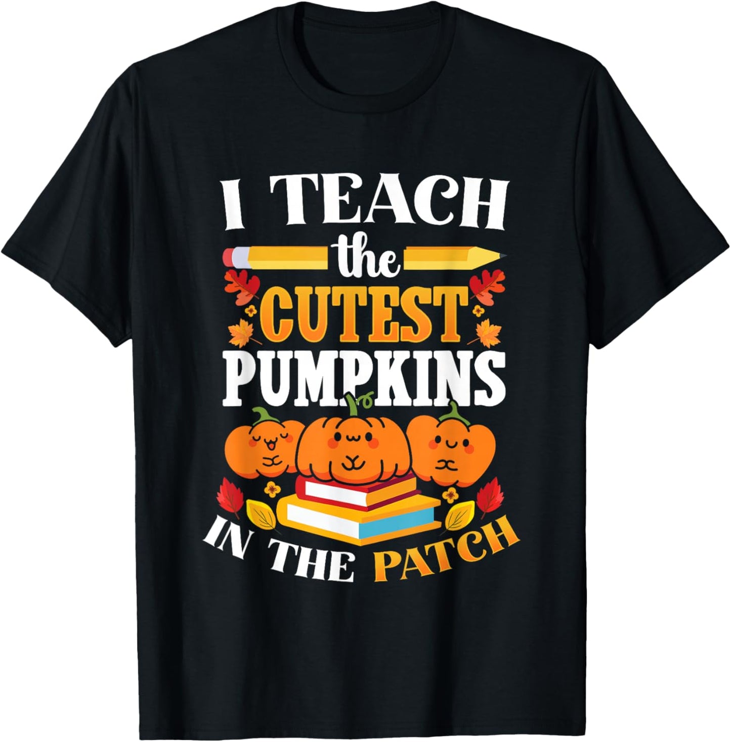 Halloween Teacher Cute Pumpkin Patch Classroom KIndergarten T-Shirt - T-Shirt | Black