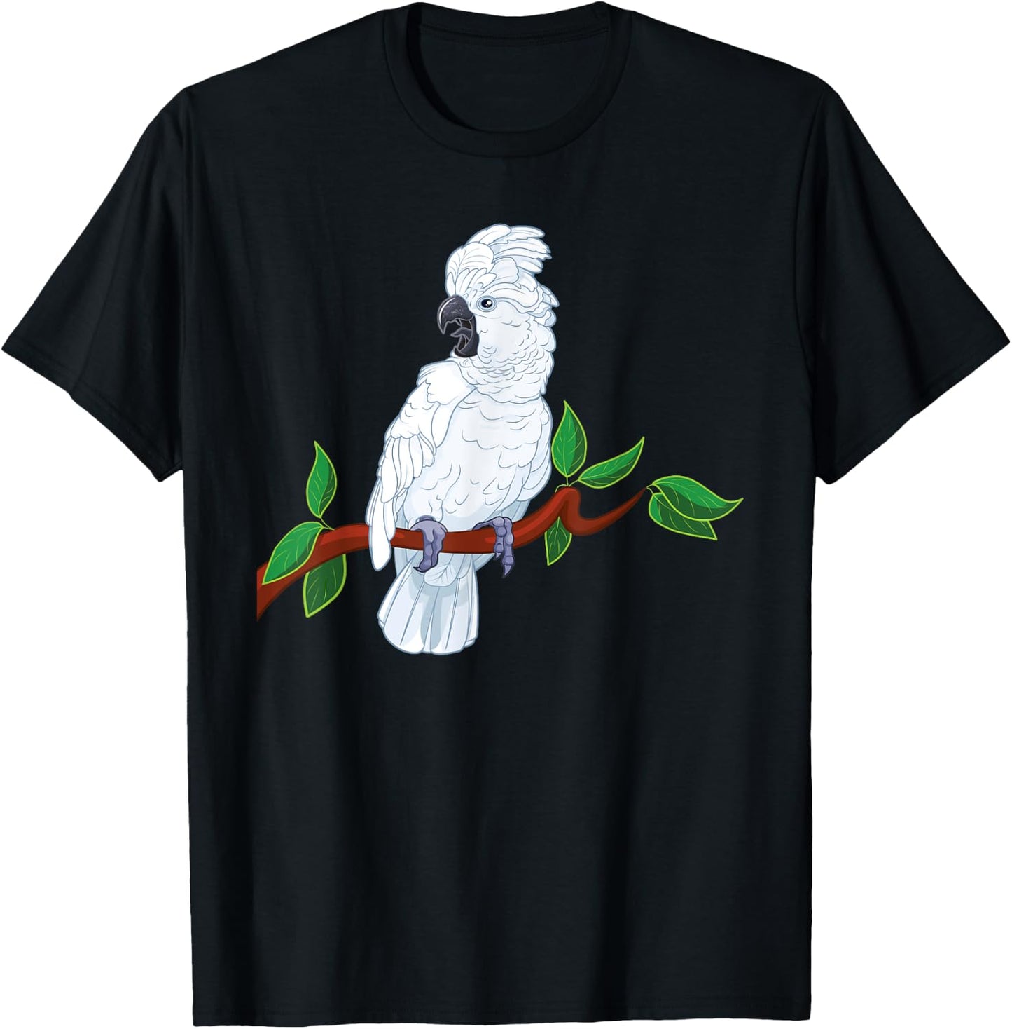 Umbrella Cockatoo on a Branch T-Shirt - T-Shirt | Black